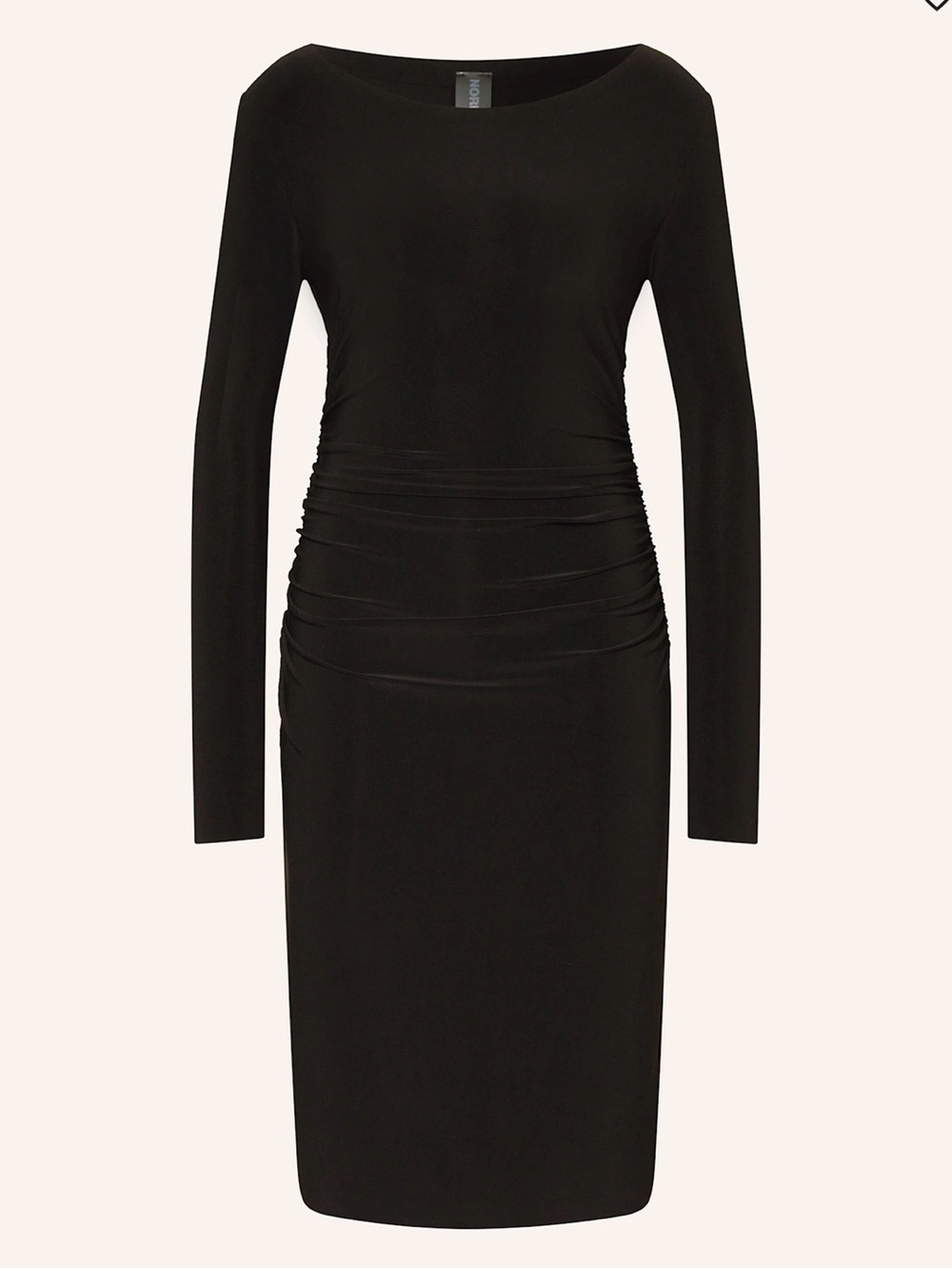Norma Kamali KamaliKulture classic black- long sleeve ruched dress. Glamorous